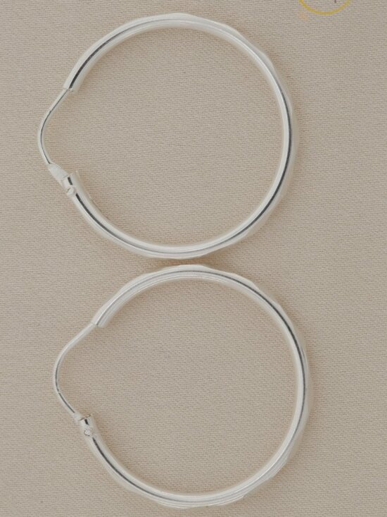 Joyas Ramirez Jewelry - 925 Sterling Silver Diamond Cut Hoop Earrings 25 mm Huggie Hoops